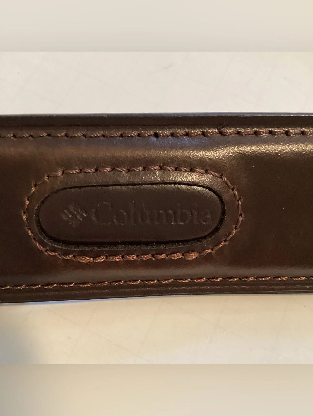 Men's Columbia brown dark leather belt classic business casual size XL 42-44